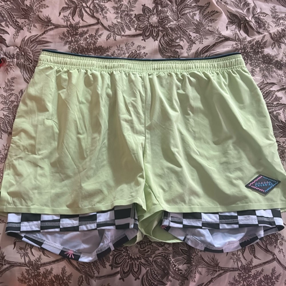 Chubbies Neon Green Monochrome Liner Active Shorts